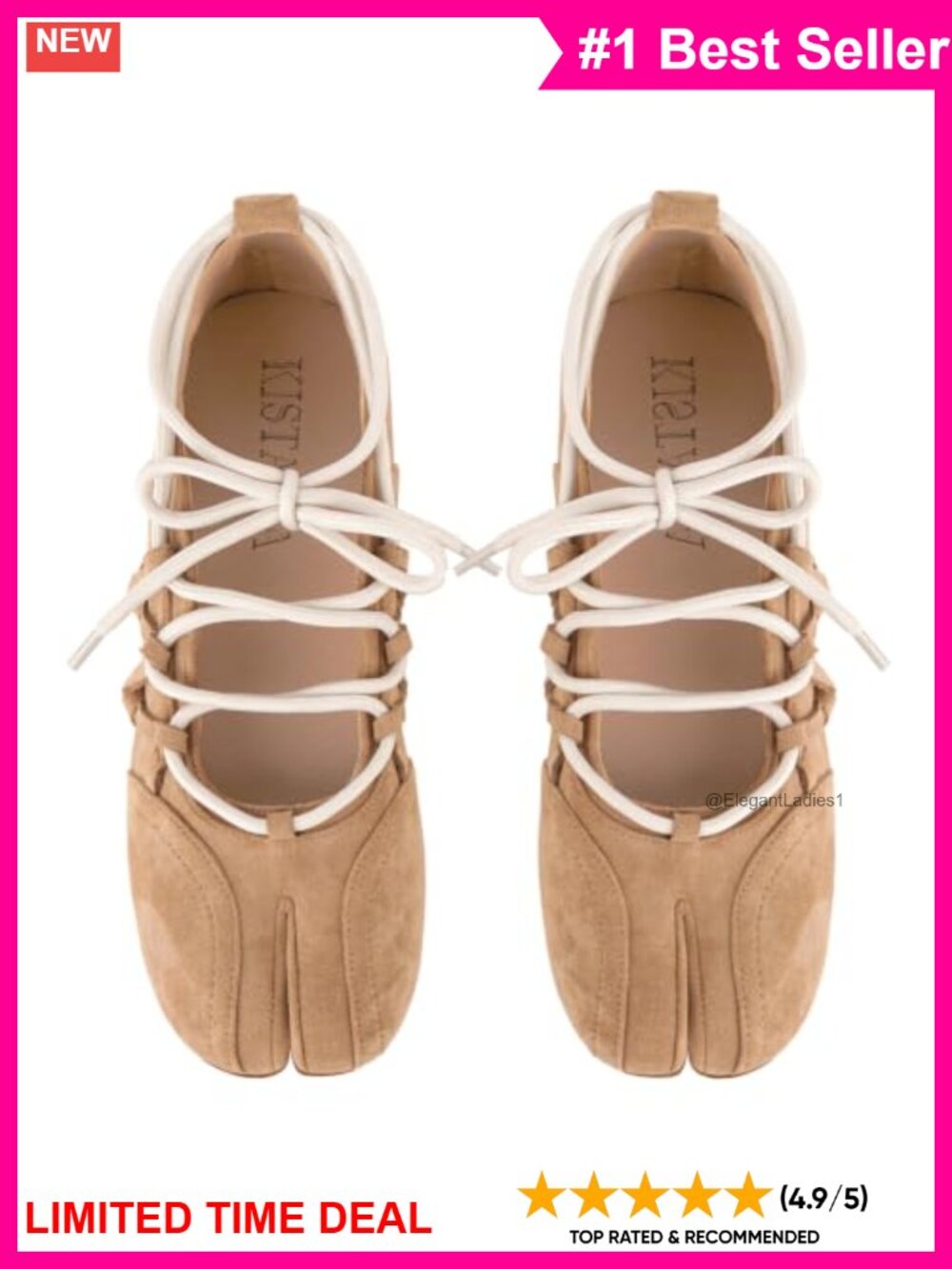 Tabi Flats Split Toe Lace Up Suede Satin Ballet Shoes